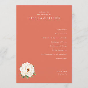 Serene Coral Floral Wedding Ceremony Schedule Program