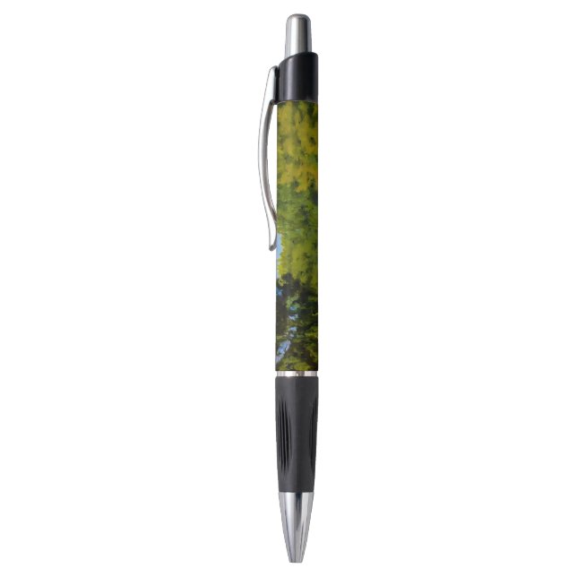 Serene Covered Bridge on Lake in Yellow Blue Pen (Top (Vertical))