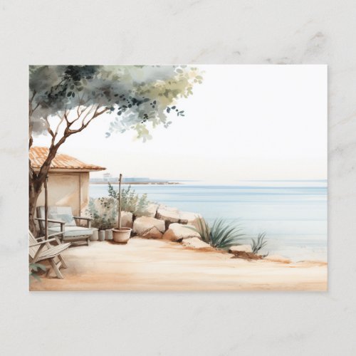 Serene Cyprus Digital Watercolor Art Prints Postcard