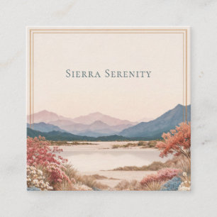 Serene Desert Bloom Landscape Gold Frame Rustic Square Business Card