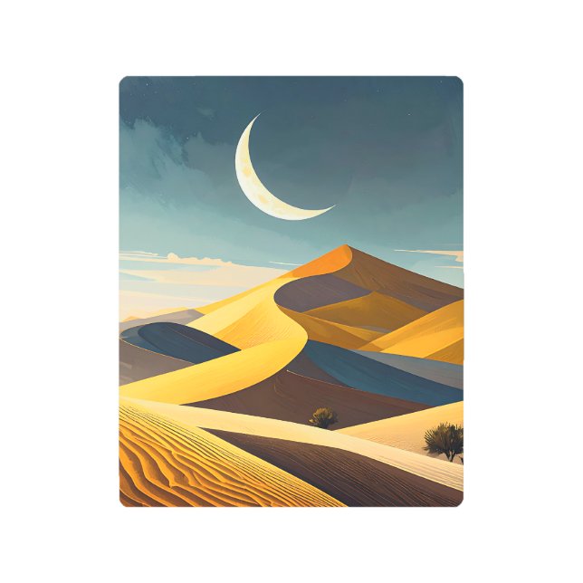 Serene Desert Moon Metal Print (Front)