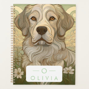 Serene Dog Planner with Name & Monogram