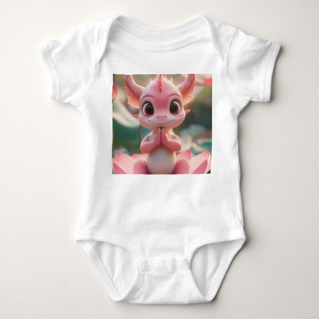 Serene Dragon on Lotus - Baby Bodysuit (Front)