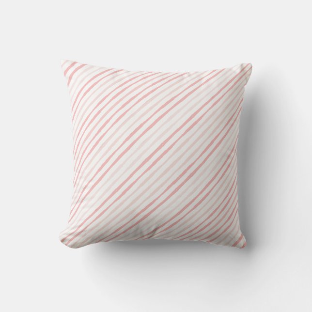 Serene Dusty Pink Stripes Outdoor Pillow (Front)