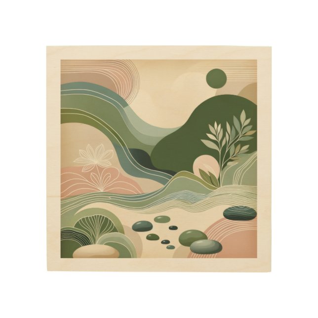 Serene Earth Flow Wood Wall Art (Front)