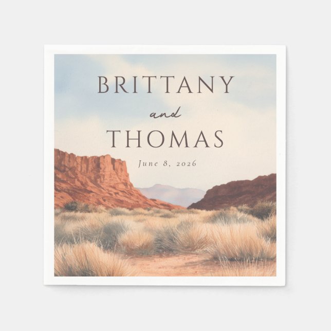 Serene Earthy Desert Landscape Napkins (Front)
