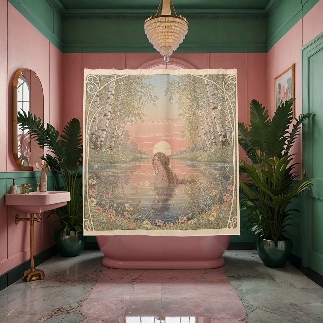 Serene Elegance Nouveau Bathing Shower Curtain (Creator Uploaded)