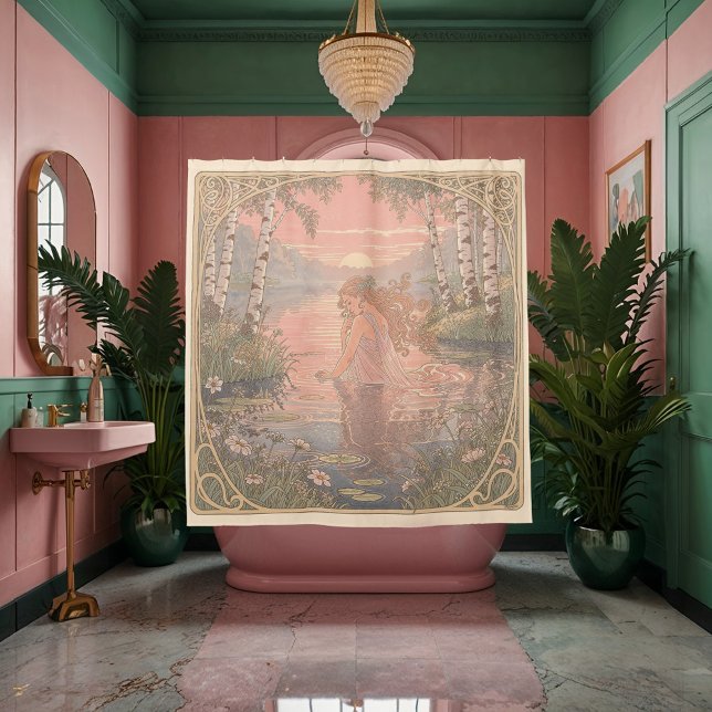Serene Elegance Nouveau Bathing Shower Curtain (Creator Uploaded)