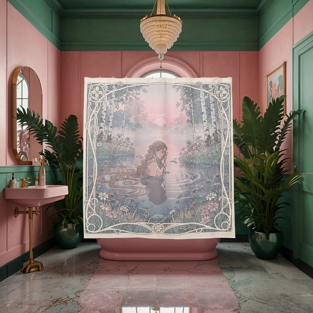 Serene Elegance Nouveau Bathing Shower Curtain (Creator Uploaded)