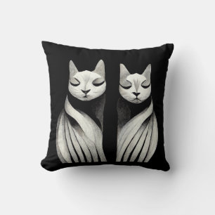 serene elegant cat sisters feline siblings throw pillow