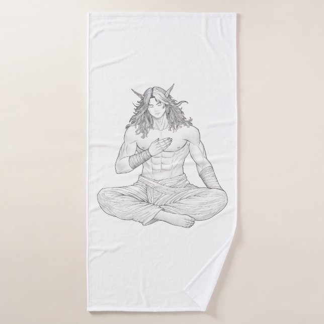 Serene Elf Warrior | Fantasy Anime Character Art Bath Towel (Bath Towel)