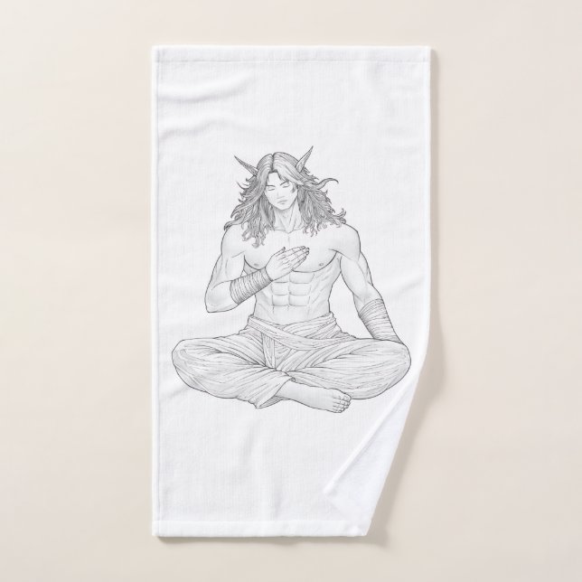 Serene Elf Warrior | Fantasy Anime Character Art Hand Towel (Hand Towel)