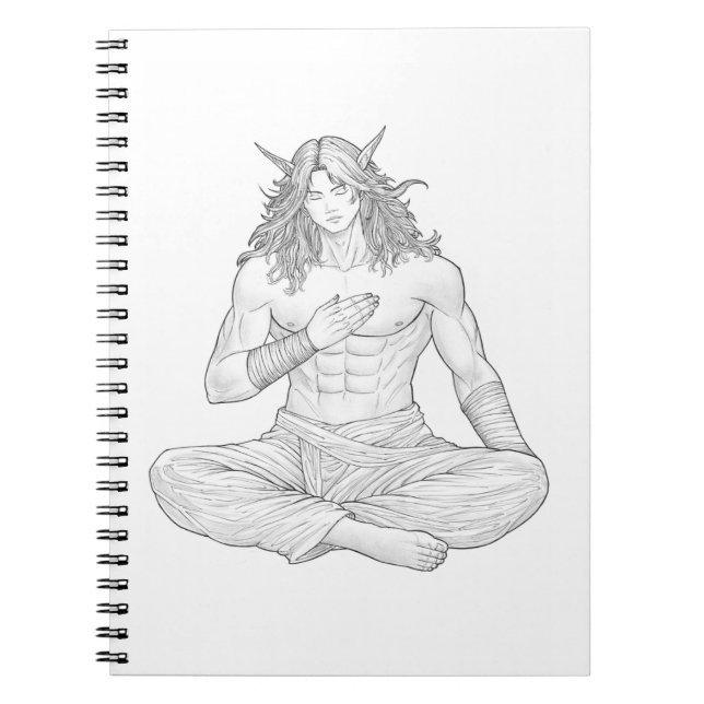 Serene Elf Warrior | Fantasy Anime Character Art Notebook (Front)