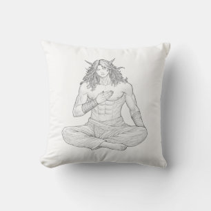 Serene Elf Warrior   Fantasy Anime Character Art Throw Pillow