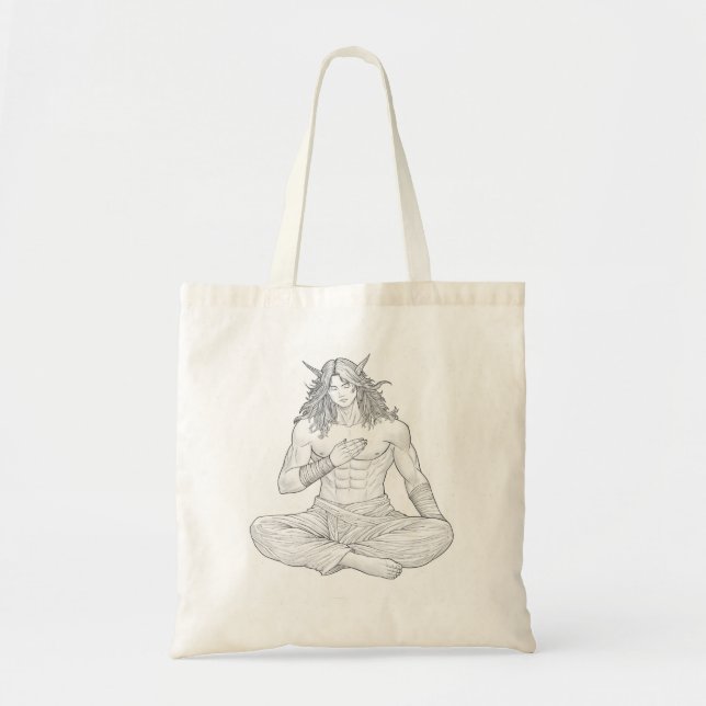 Serene Elf Warrior | Fantasy Anime Character Art Tote Bag (Front)
