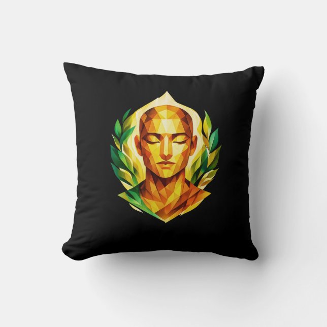 Serene Faceted Portrait Accent | Modern Spiritual  Throw Pillow (Front)