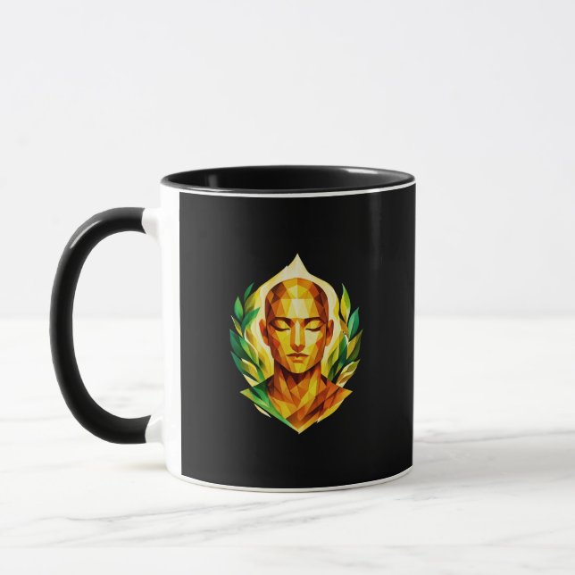 Serene Faceted Portrait Coffee | Modern Spiritual  Mug (Left)