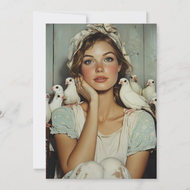 Serene Farm Maiden White Doves – Symbol of Peace Invitation (Front)