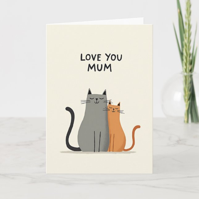 Serene Feline Mums Day Card (Front)