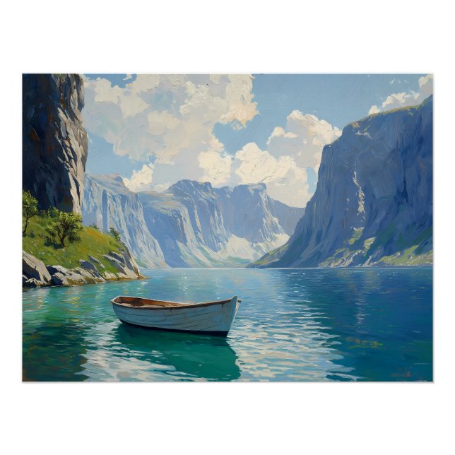 Serene Fjord with Towering Cliffs Poster (Front)