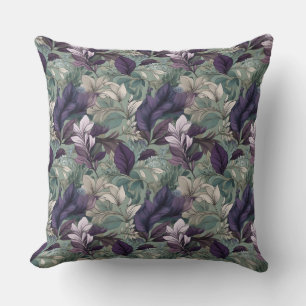 Serene Floral Dreams: Purple and Lavender Elegance Throw Pillow