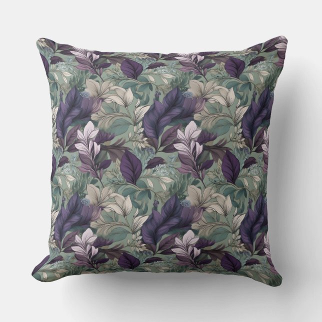 Serene Floral Dreams: Purple and Lavender Elegance Throw Pillow (Front)