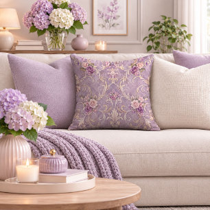 Serene Floral Rose Bouquet Accent Throw Pillow
