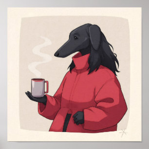 Serene Fluffy Pet Portrait - Modern Decor. Poster