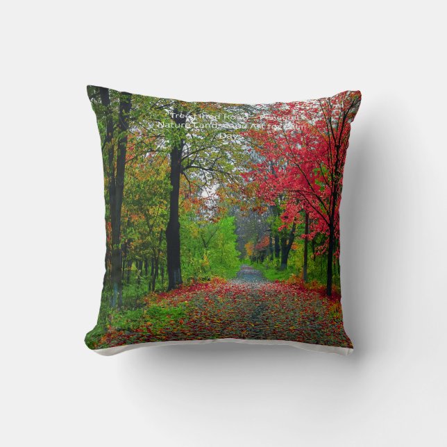 Serene Forest Nature Scene  Throw Pillow (Front)