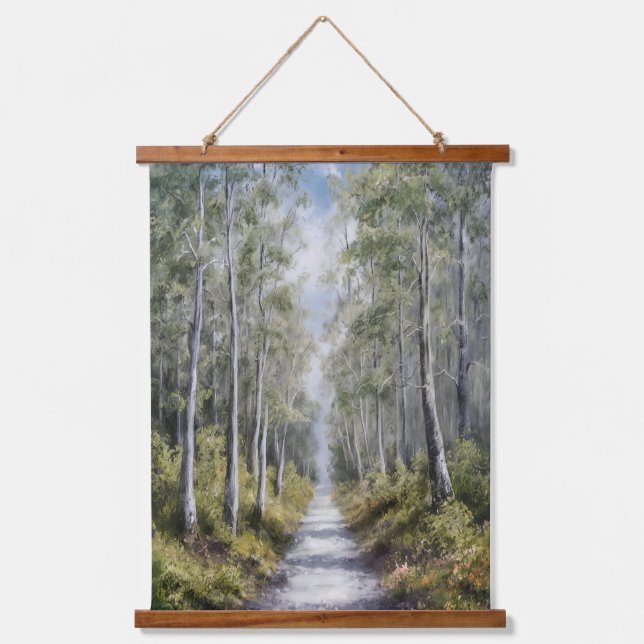 Serene Forest Path – Tranquil Nature Landscape Art Hanging Tapestry (Front)