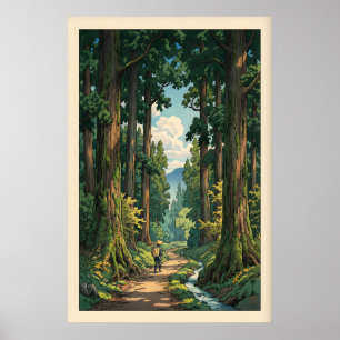 Serene Forest Path Wall Art Winding Trail, Tall