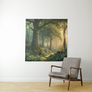 Serene Forest Scene Tapestry 57in Square Art