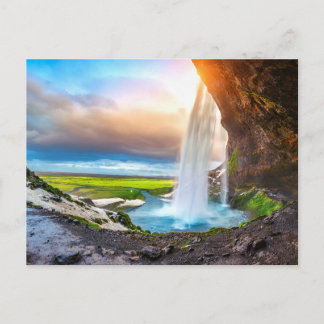 Serene Forest Waterfall Nature Postcard
