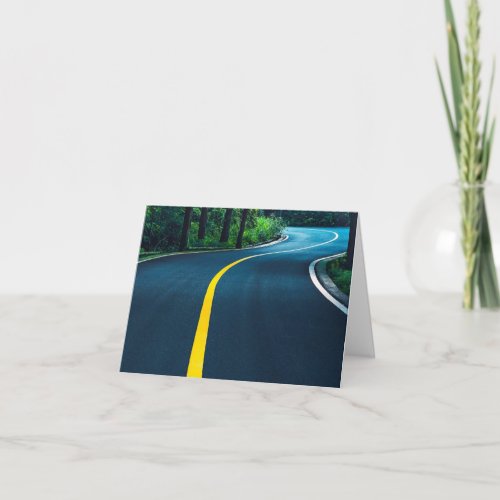 "Serene Forest Winding Road Scenic Greeting Card" Thank You Card