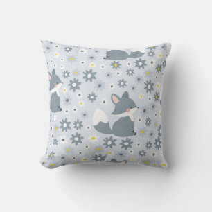 Serene Fox and Daisies Throw Pillow