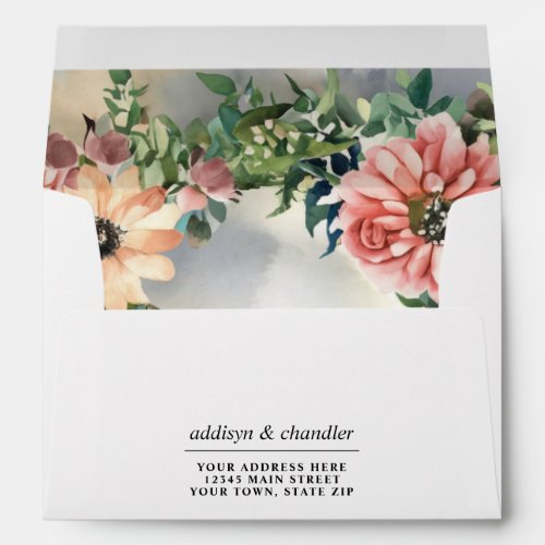 Serene Garden Wreath Pastel Floral Elegance Envelope