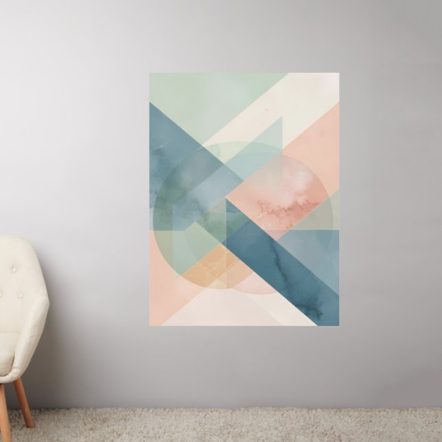 Serene Geometry – Modern Pastel Abstract Wall Art Decal (Living Room 2)