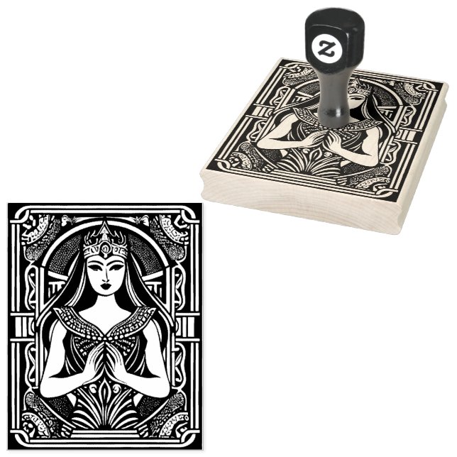 Serene Goddess Rubber Stamp (Stamped)