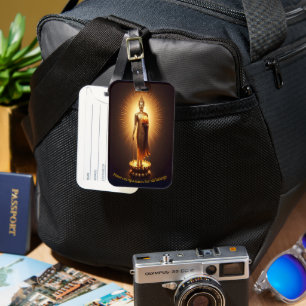 Serene Golden Buddha wisdom, Luggage Tag