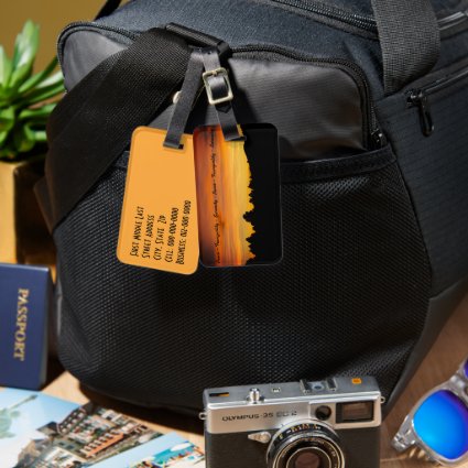 Serene Golden Sunset Hill Silhouette Custom Luggage Tag