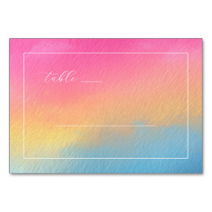 Serene Gradient Watercolor Ombre Table Number