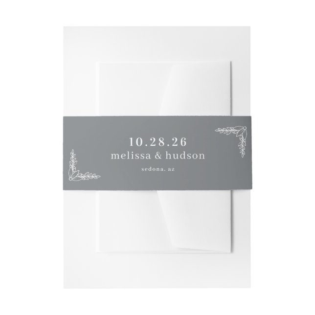 Serene Gray Botanical Invitation Belly Band (Front Example)
