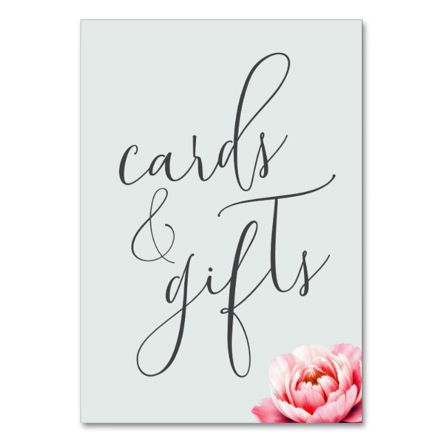 Serene Gray Floral Calligraphy Cards (Front)