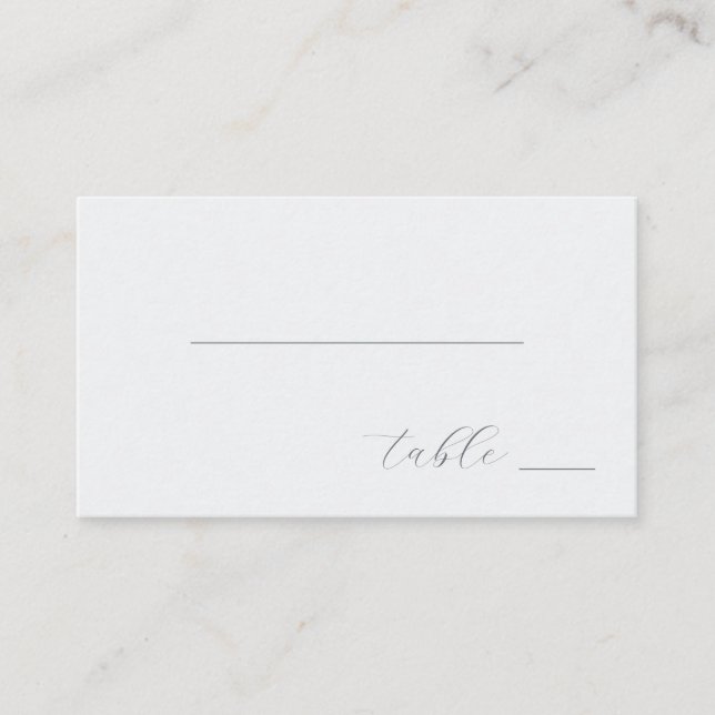 Serene Gray Minimalist Table Card (Front)