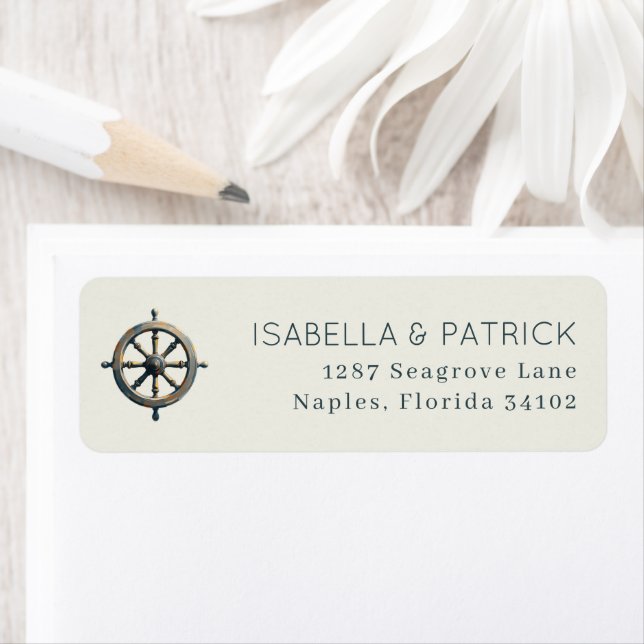 Serene Gray Nautical Wheel Label (Insitu)