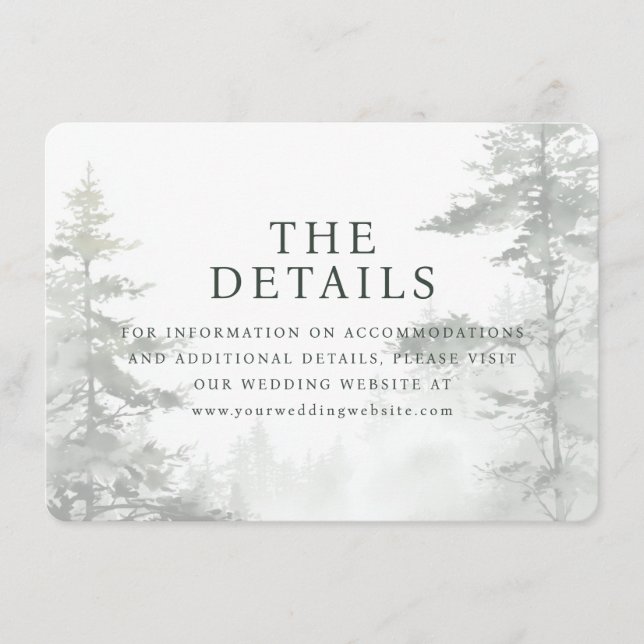 Serene Gray Watercolor Trees Enclosure Card (Front)