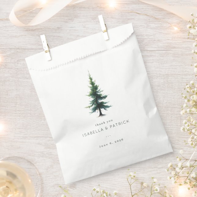 Serene Green Evergreen Tree Favor Bag (Clipped)