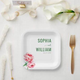Serene Green Floral Paper Plates