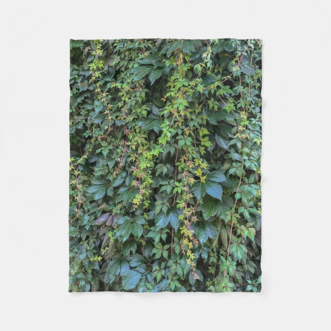 Serene Green Ivy Wall Hanging Vines Plant Leaves Fleece Blanket (Front)