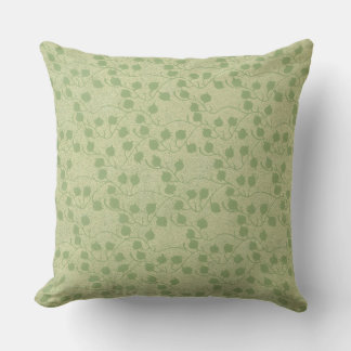 Serene Green Leaf Design Throw Pillow